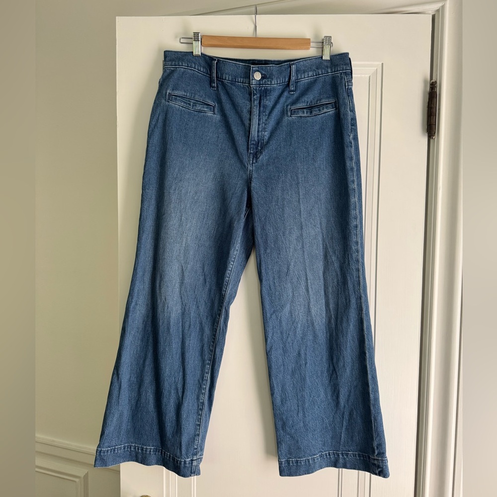 J Factory wide leg cropped  jeans with welt pockets